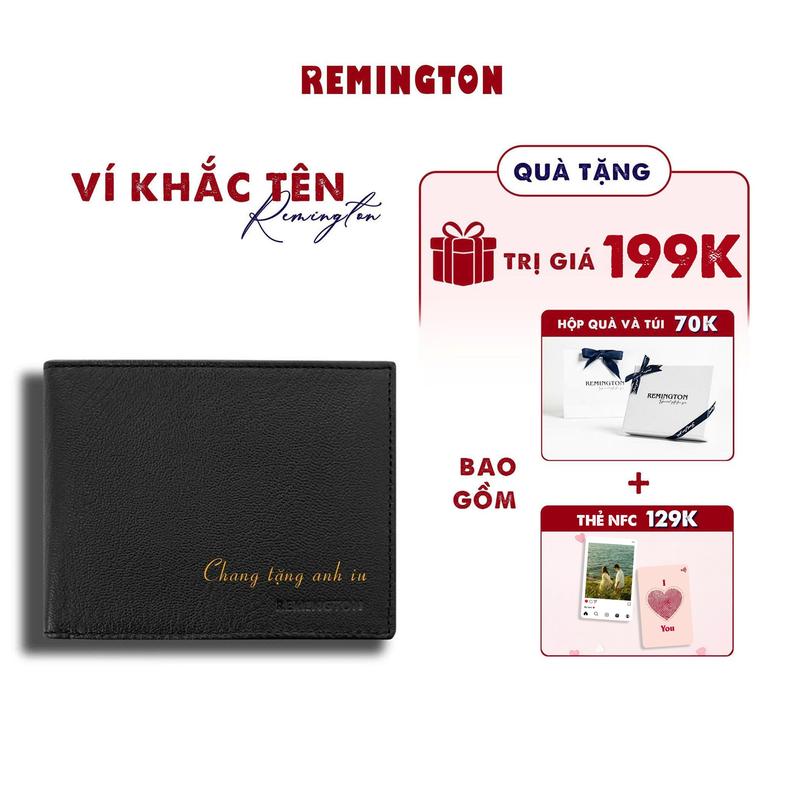 Ví nam mini nhỏ gọn Remington - Ralph Wallet miễn phí in 3 ảnh và tặng kèm hộp túi giấy để làm quà tặng cho người yêu hoặc bố Kem