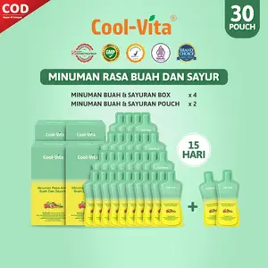 【paket 30 hari】Coolvita 30 Pouch Coolvita Fiber Minuman Rasa Buah & Sayuran (4 Box+2 pouch fiber ) BPOM HALAL