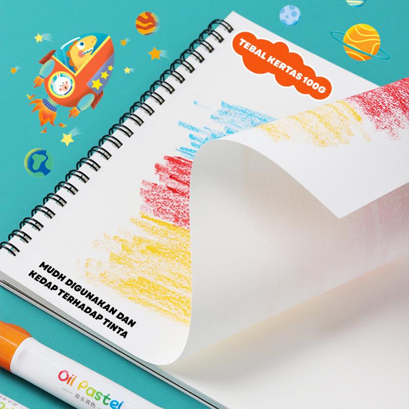 Drawing Book / Buku Gambar Ring A4 Karakter Buku Gambar Anak Sketchbook A4 Drawing Book Astronot Jilid Spiral Kertas Tebal 30 Lembar 5