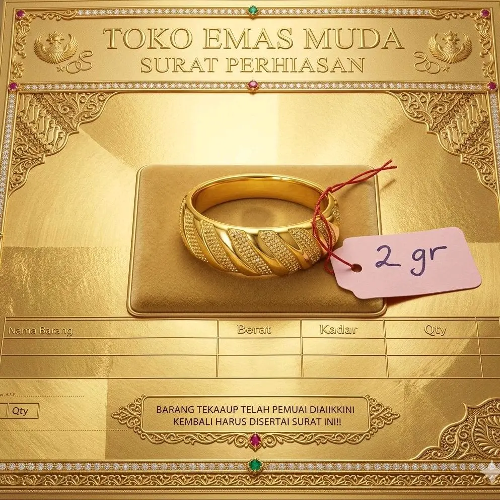 Cincin Rings Ulir Lapisan Emas Muda Gratis dompet Dan Surat perhiasan