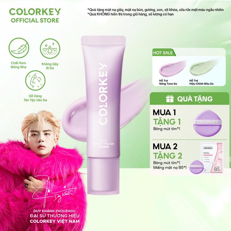Kem Lót COLORKEY Giúp Hỗ Trợ Hiệu Chỉnh Màu Da & Nâng Tone Da Mỏng Nhẹ Không Bí Da 30g