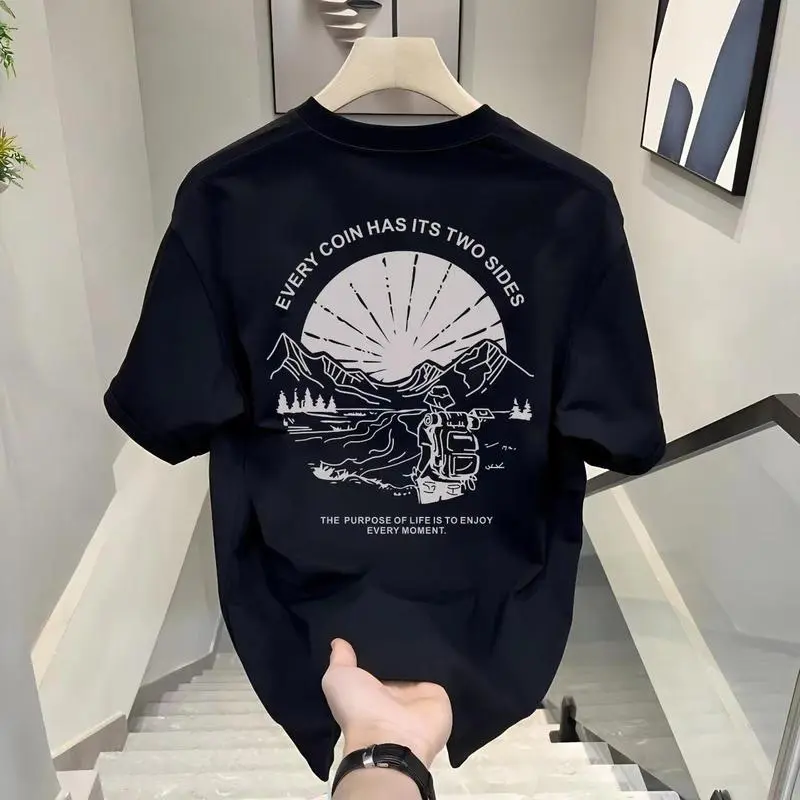 Fashionable Pure Cotton T Shirt For Men And Women Summer Round Neck Short Sleeve Trendy Design