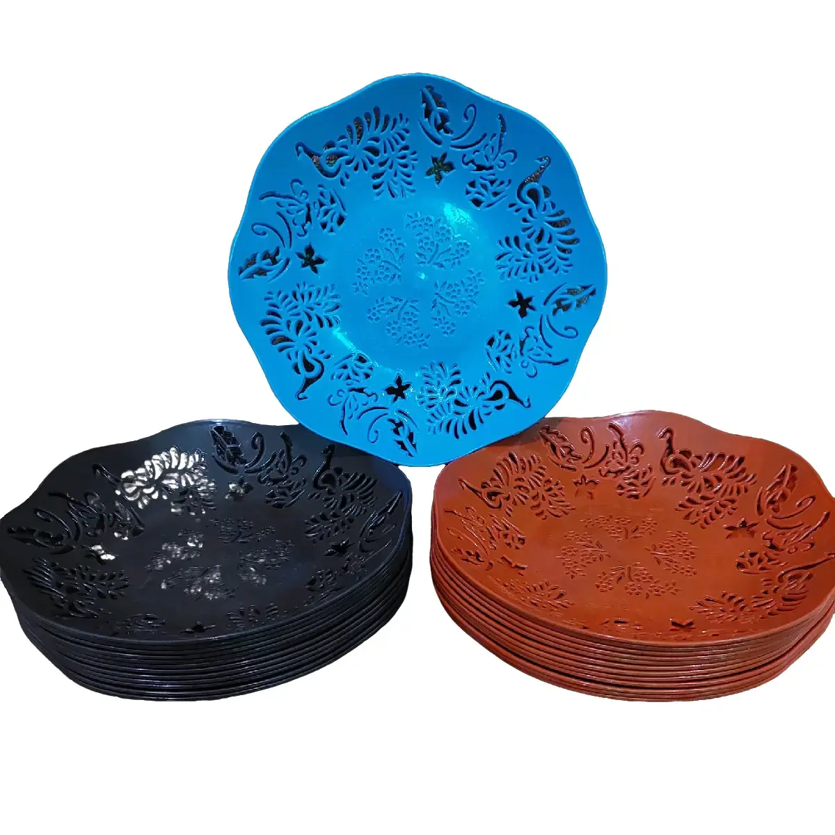 12 PCS PIRING ROTAN PLASTIK " FARES 21 CM "+Bonus centong nasi,Varian warna,Anti Pecah & Mudah Dibersihkan - Kitchenware