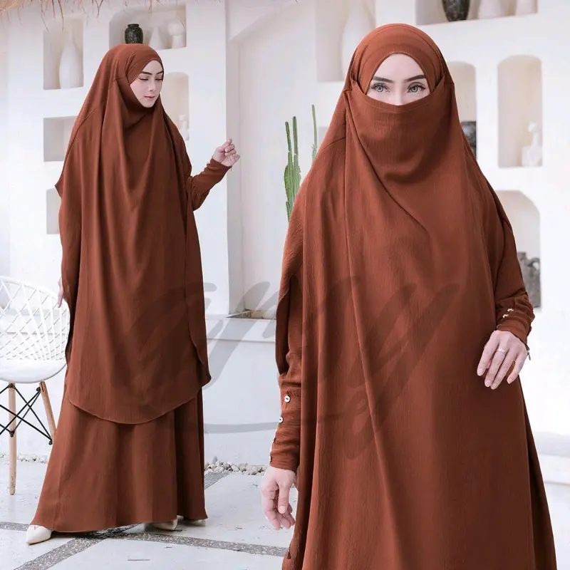 NUSAIBA SYARI UMROH HAJI GAMIS CADAR FK BY ARSY HIJAB White Hitam Putih 8