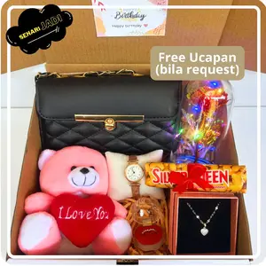 (paket hadiah tas bunga lengkap) hampers kado pesta ulang tahun cewek anniversary wisuda free pita cantik