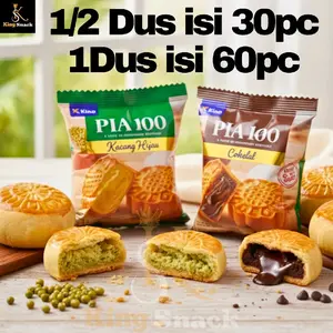 (1/2 Dus & 1 Dus ) Pia 100 isi 60pc rasa Coklat Kacang hijau enak lembut