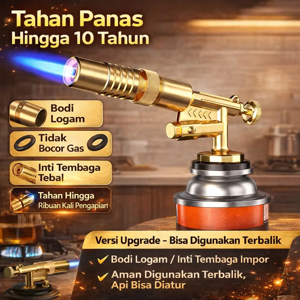 Portable Gas Torch Flame Gun Kepala Gas Blow KuninganDual Api Kepala Las Manual
