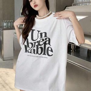 レディース半袖Tシャツ、トレンドプリントクルーネック、ゆったり、コットンカジュアルトップス、クルーネック、ゆったりシルエット、レディースサマープリントTシャツ