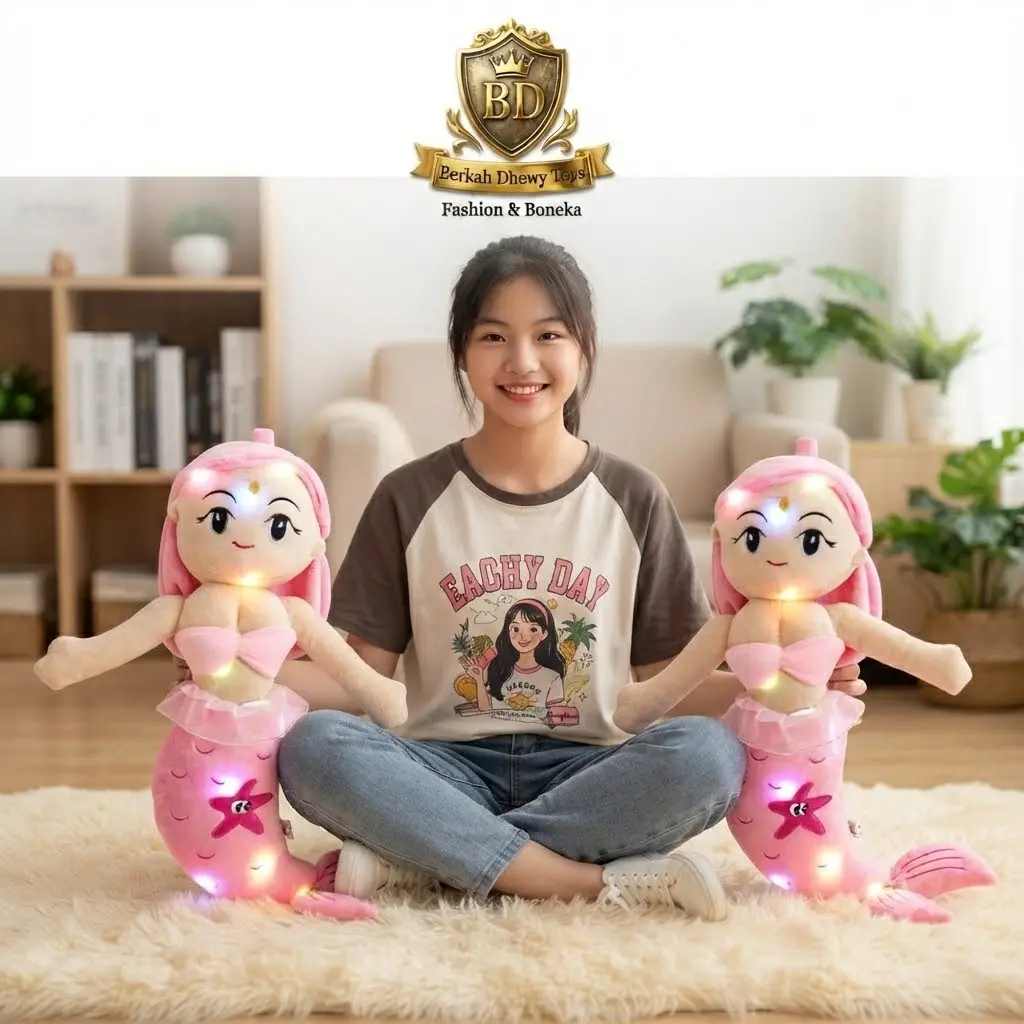 Mainan anak perempuan Boneka Putri Duyung lengkap dengan lampu LED dapat Menyala Lucu dan Imut