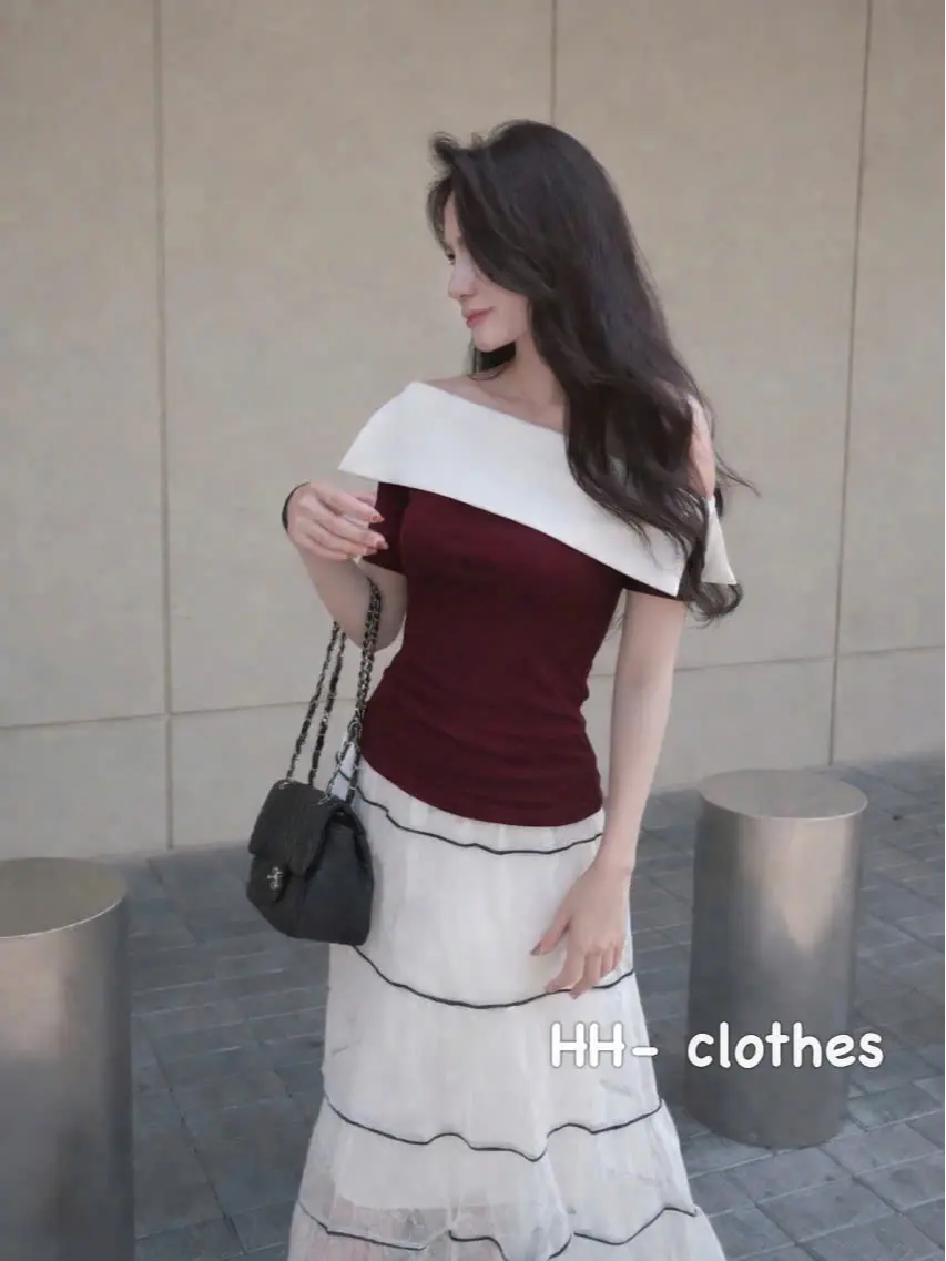 HL06 Áo Trễ Vai Nữ Phối Cổ Trắng Tay Ngắn Dáng Ôm Body Tôn Dáng Phong Cách Hàn Quốc | BigBuy360 - bigbuy360.vn HL06 Áo Trễ Vai Nữ Phối Cổ Trắng Tay Ngắn Dáng Ôm Body Tôn Dáng Phong Cách Hàn Quốc | BigBuy360 - bigbuy360.vn