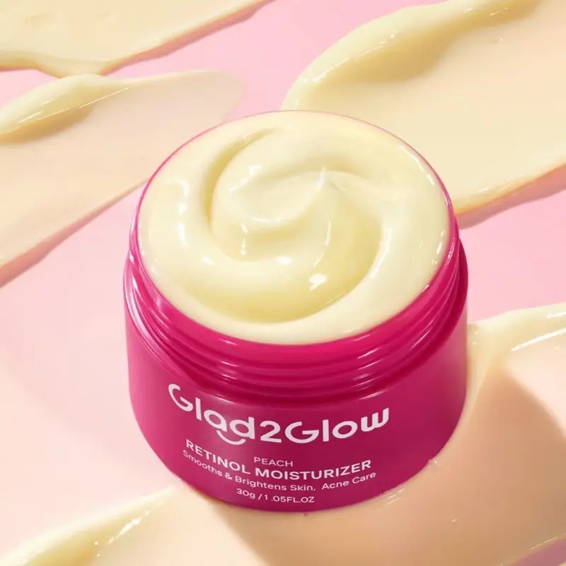 [PROMO 2in1] Glad2Glow Peach Retinol Serum 17 ml  + Glad2Glow Peach Retinol Moisturizer 30gr skin barrier Retinoid Memudarkan Garis Halus Memudarkan Kerutan Menghaluskan  merawat jerawat dan kemerahan 2