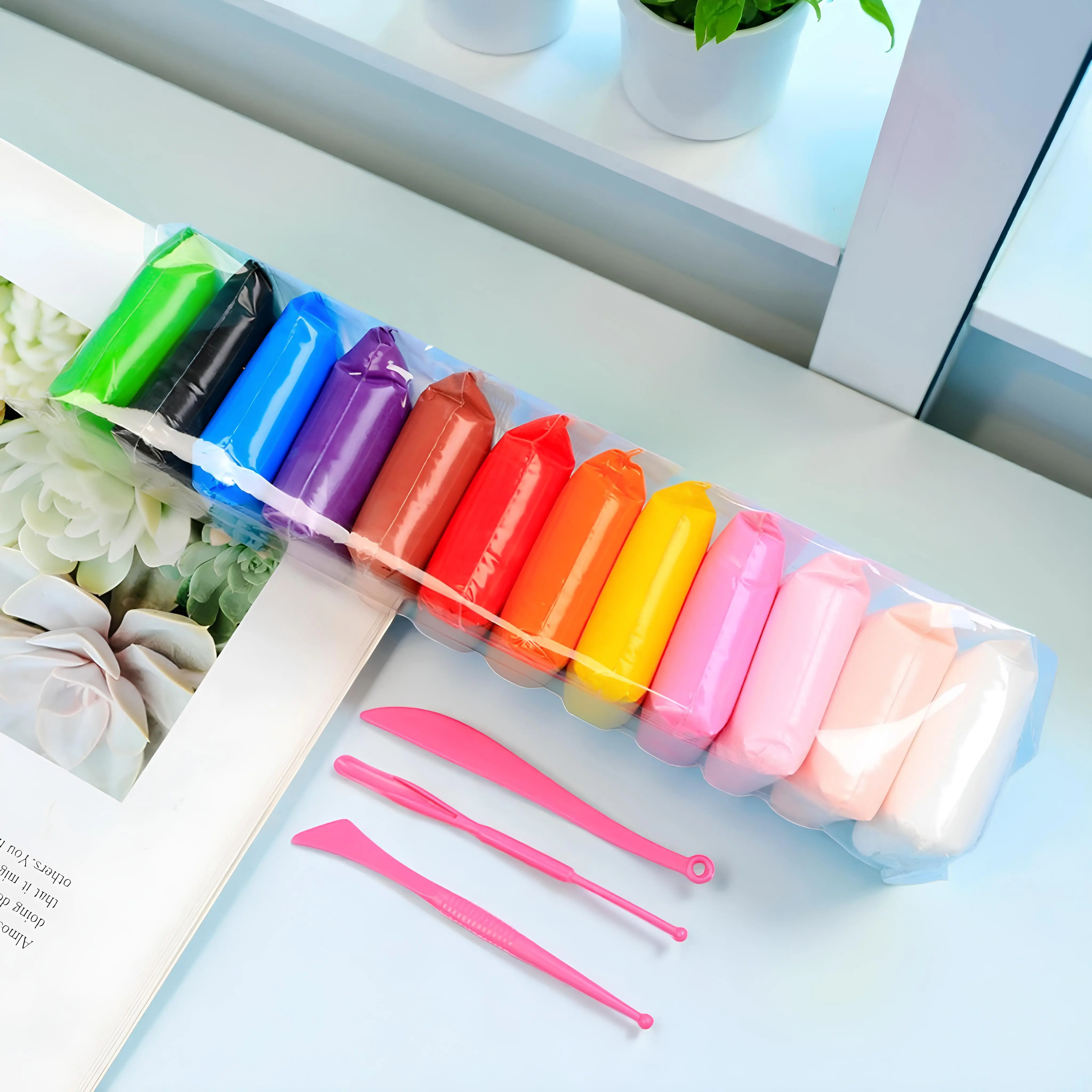 PS - Edukasi Mainan Anak Clay 1 Pack Isi 12 Pcs Clay Polymer Super Light Playdough |Mainan Slime Set Lilin Plastisin / Mainan Edukasi Anak