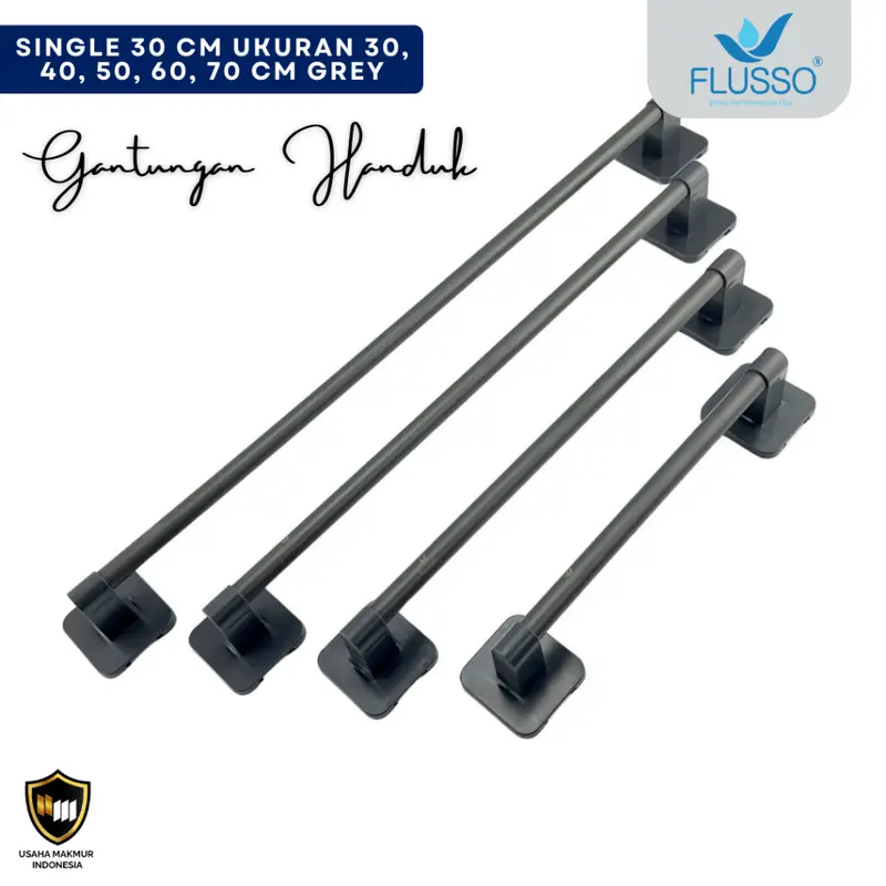 Flusso Gantungan Baju dan Handuk Material Stainless Include Perekat 30 40 50 60 70 cm 6