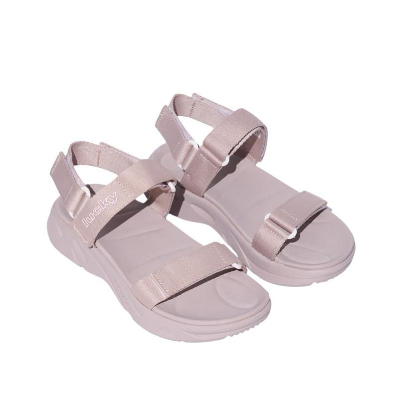 Giày Sandal Nữ Đế Bằng Lucky QB13 Ver.1 Thời Trang Êm Ái Màu Nâu Nhạt 2
