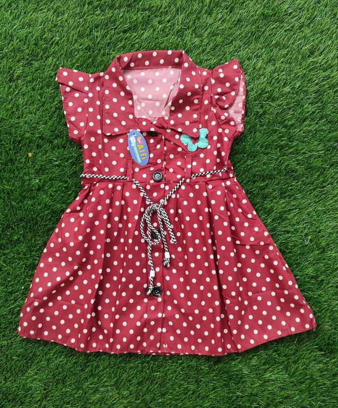 Dress anak 1 2 tahun cewek perempuan gaun kancing motif HK Tsum"/random Bayi Kucing Katun Lengan 7