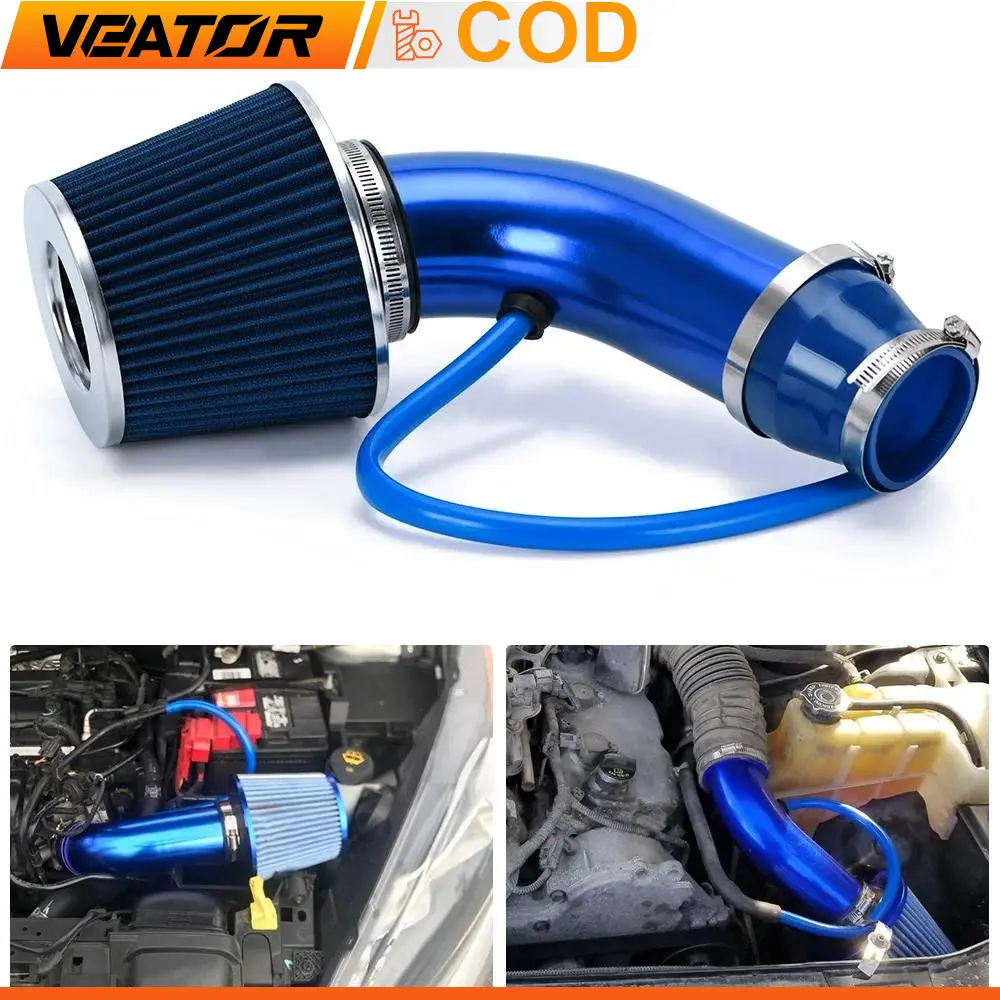 Filter Udara Dingin Kepala Jamur 76mm, Filter Asupan Pipa Aluminium Aliran Tinggi Universal Modifikasi Mobil