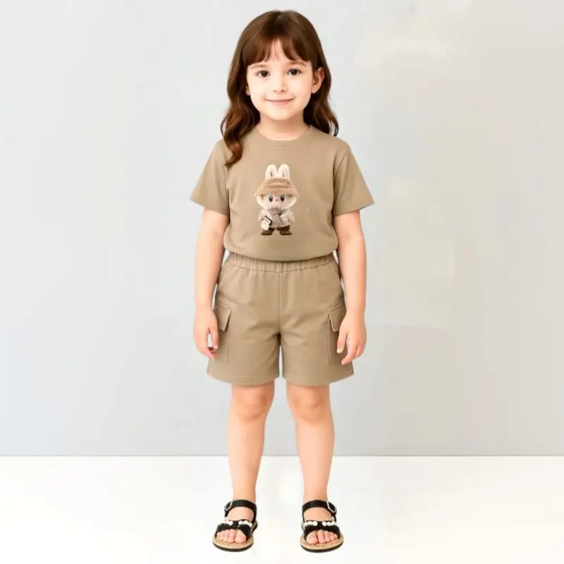 Setelan Kaos Anak Model "CARGO PENDEK" // 3-10 Tahun // Baju Anak Perempuan 2