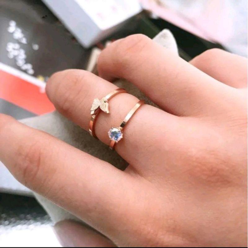 Product Introduction of Cincin Titanium Model Kupu Kupu Trendy dan Elegan - Rings Couple Perempuan Perhiasan 7