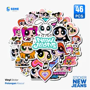46 PCS STICKER PACK KARTUN NEWJEANS GET UP LUCU | STICKER TUMBLER | STIKER LAPTOP KOPER HELM Paper Stationery