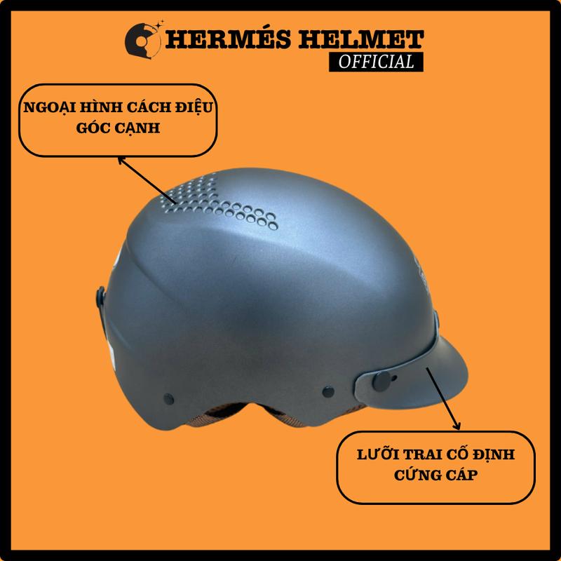 Nón mũ bảo hiểm nửa đầu không kính có lưỡi trai êm nhẹ thời trang - chuẩn đi đường tham gia giao thông 3