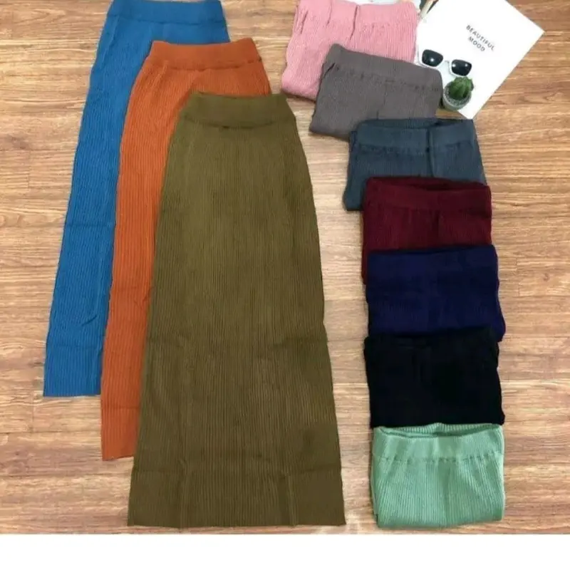 Rok Span Bahan Knit Premium dengan Karet Pinggang Elastis - Wanita Cantik Motif Polos - Nyaman, Hitam, Panjang, Tebal, Waist, Bawahan 3