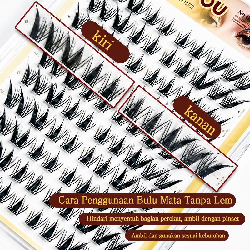 HOHOISYOU 100PCS Kemasan Besar dengan Isi yang Banyak  Bulu Mata Palsu Tanpa Lem - Model Kelinci Imut, 9-15mm, 3D Volume, Dapat Digunakan Ulang, Nyaman & Alami untuk Pemula - Day, Remover