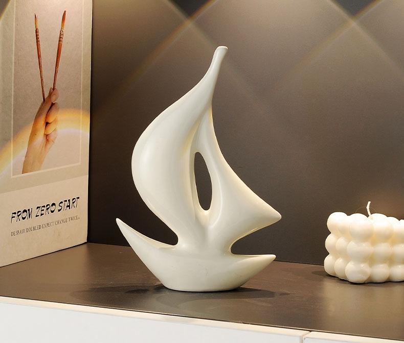 Product Introduction of Simple Modern Ceramic Sailboat Statue Creative TV Cabinet for Living Room Home Decorative Crafts 11