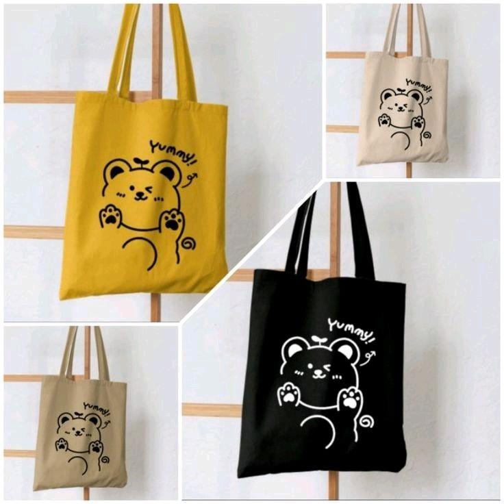 TOTEBAG RESLETING - Tas remaja pria dan wanita - Tote bag untuk sekolah - bekerja Cowok Hitam Kanvas spounbond 4