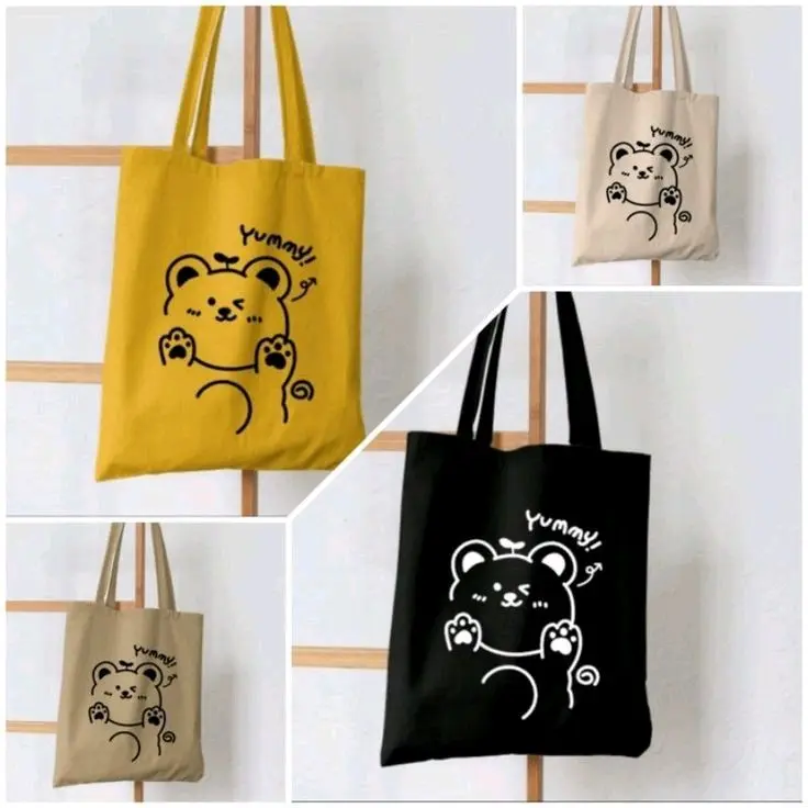 TOTEBAG RESLETING - Tas remaja pria dan wanita - Tote bag untuk sekolah - bekerja Cowok Hitam Kanvas spounbond 4