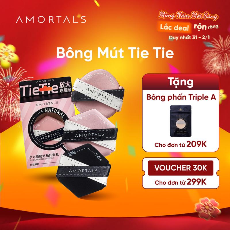《AMORTALS》Bông Mút Hai Mặt Tie Tie Amortals Set 3 Mút Trang Điểm Tán Kem Nền Tạo Lớp Nền Mỏng Nhẹ Thiết Kế Vát Chéo Che Khuyết Điểm Tốt Không Hút Phấn Mút Mềm Mịn Tán Đều Không Để Lại Vệt Dùng Khô Ướt Phù Hợp Học Sinh Người Mới Tập Makeup 4u