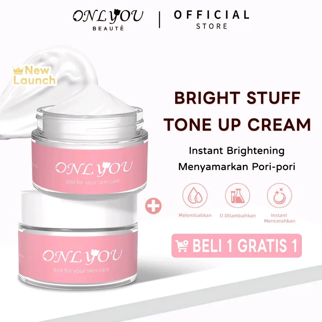 (Beli 1 Gratis 1】  ONLYOU Bright Stuff  Tone Up Cream Menyamarkan Pori-pori toning Insta...