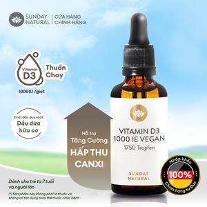 Vitamin D3 thuần Sunday Natural tăng hấp thu canxi Cho Trẻ từ 7 tuổi và người lớn, D3 liều cao thuần chay tinh khiết