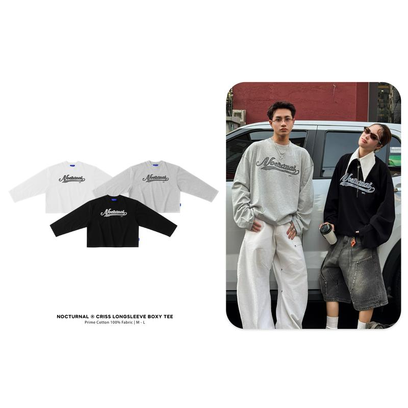   NEW ARRIVAL  Áo Thun Tay Dài Form Big Boxy 280gsm NOCTURNAL Criss Longsleeve Tee Prime Cotton Thêu Nổi Nam Nữ Unisex Localbrand 
