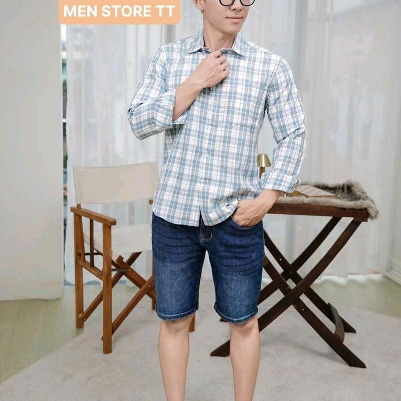 Áo sơ mi nam ca rô cô tôn tay dài mềm mịn thoáng mát, thấm hút mồ hôi - Có Cổ - Menswear Shirt 8