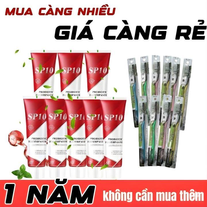<TẠNG 10 BÀN CHẢI> Combo 8 kem dánh răng bạc hà dịu nhẹ với nươú kem đánh răng lợi khuẩn hỗ trợ làm trắng răng và chăm sóc răng miệng dùng hàng ngày kem dánh răng Probiotic hơi thở thơm mát giúp bạn tự tin