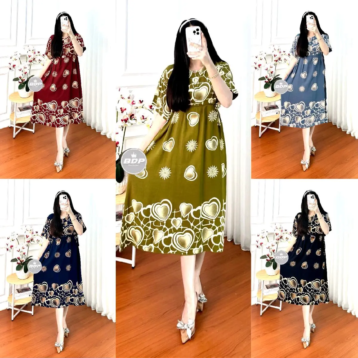 VLSTORE DASTER CHIBI MOTIF bahan rayon ld 110 adem tebal nyaman dipakai bususi friendly Pendek Bumil Dress