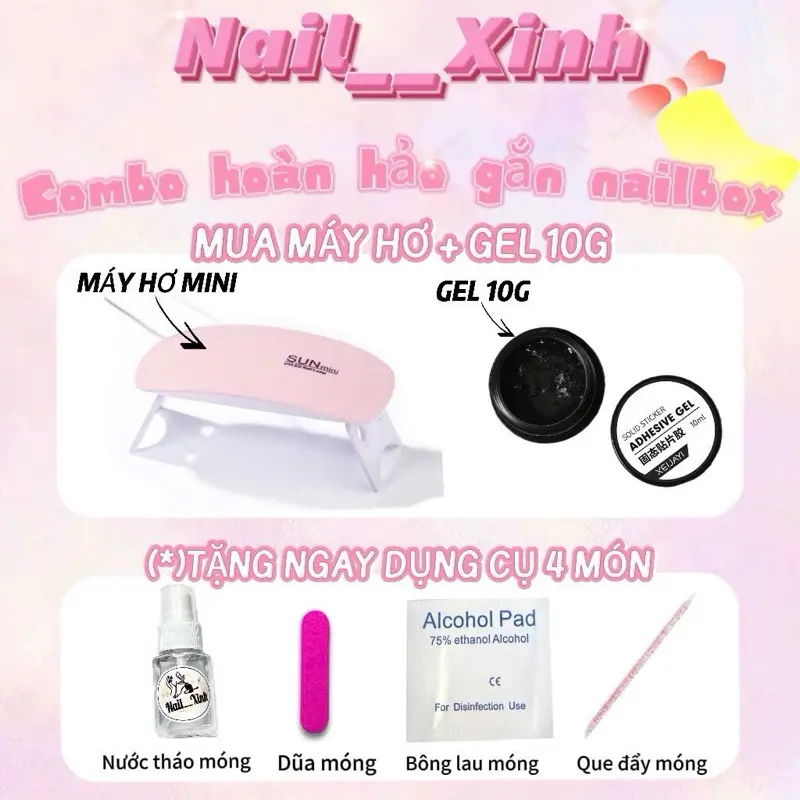 [ TẶNG 1 BỘ NAIL ] COMBO SUNMINI GẮN NAIL CHUYÊN DỤNG Tặng kèm tháo móng và dụng cụ làm móng. NAIL__XINH ( Combo chuyên dùng cho móng thạch)