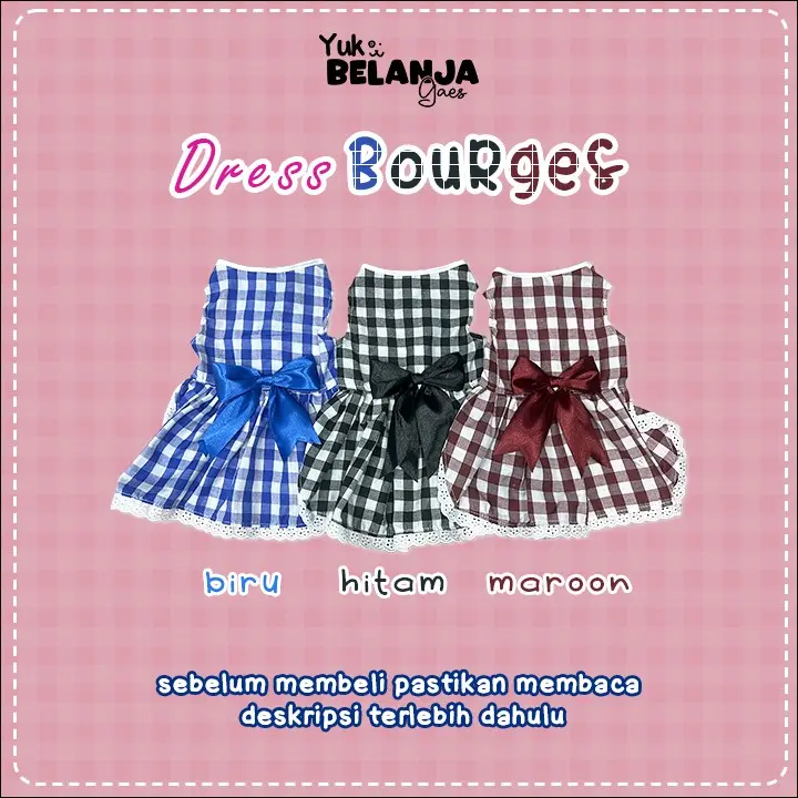 Baju kucing anjing bahan katun Dress Bourges seriesyi