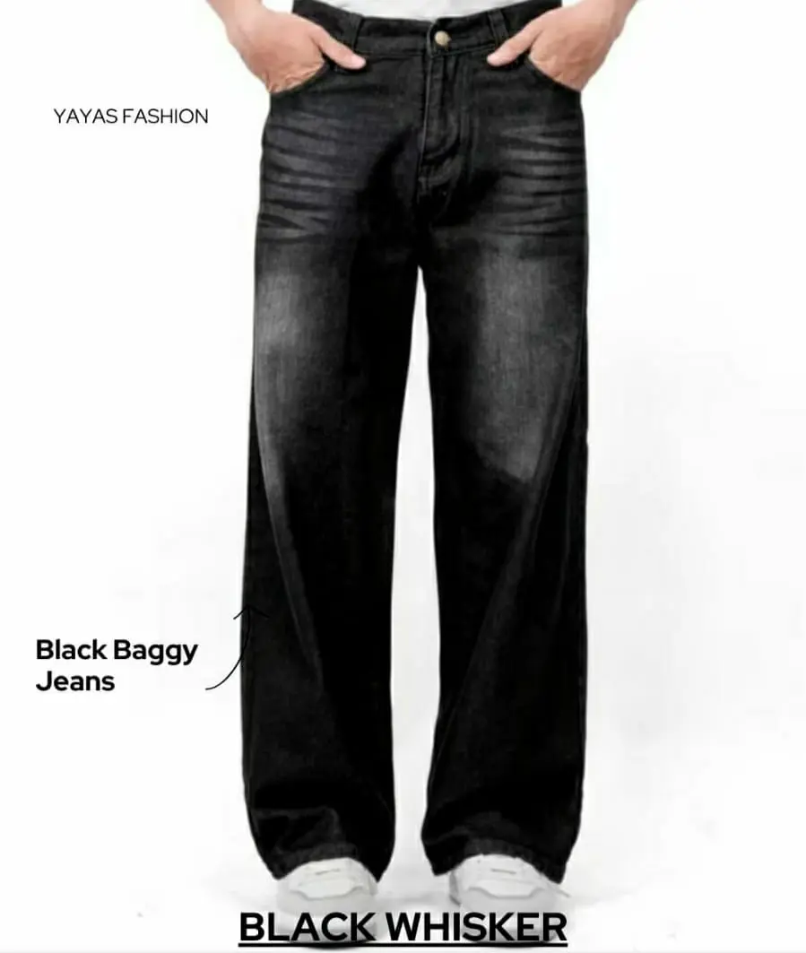 Celana Panjang Gombrong Pria Korean Style Polos Longgar Nyaman Polos Denim