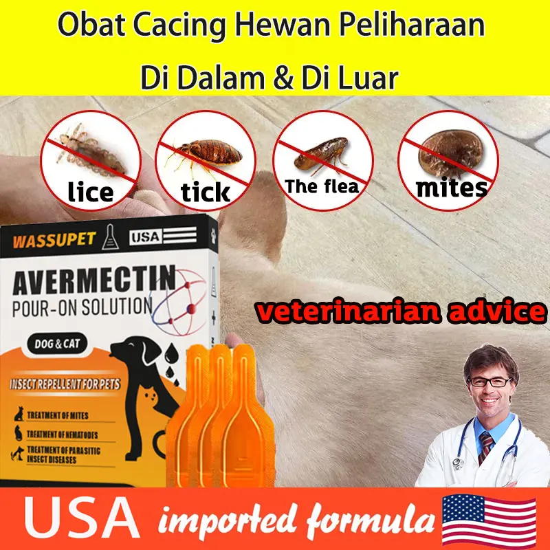 WASSUPET Obat Hewan Pengobatan Dan Anti-Nyamuk Dan Kutu Repelan Spot Anti-Kutu Anti-Gatal Obat Cacing Untuk Kucing & Anjing Pet Skin Care