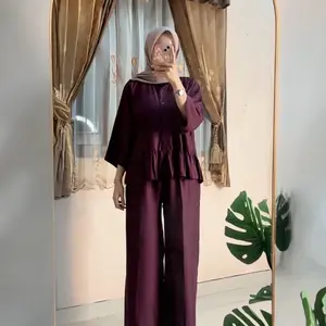 Aghnia Set Rayon Twill Rempel Premium Setelan Wanita  Panjang