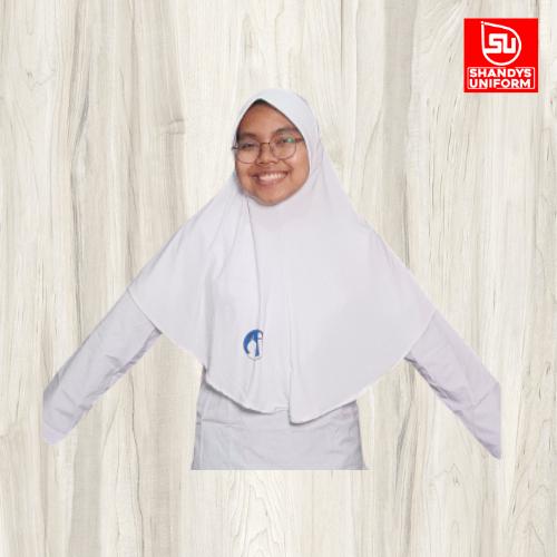 Shandys Uniform I Kerudung bergo Sekolah bahan spandek model oval warna putih Jilbab Muslim Anak Instan Katun Instan Katun 3