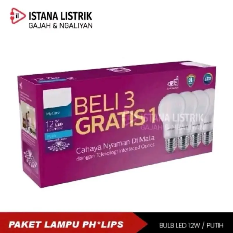 promo Bohlam paket isi 4pcs bohlam ph*lps 12w 4 pcs E27 6500k 230v warna lampu putih 2