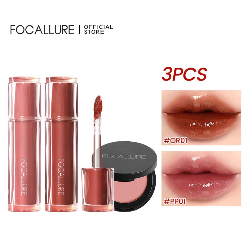 【 TUNPHAM  Combo FOCALLURE Son Tint Bóng Pro Stain + Phấn Má Hồng
