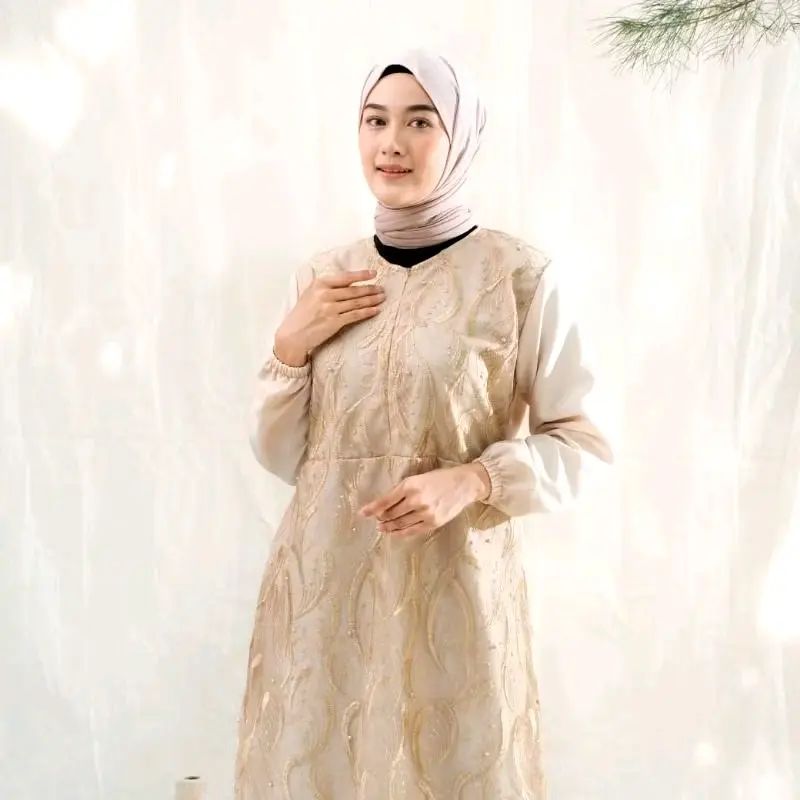 GAMIS BRUKAT TILE  MUTIARA GAMIS WANITA TERBARU PAKE TALI 4