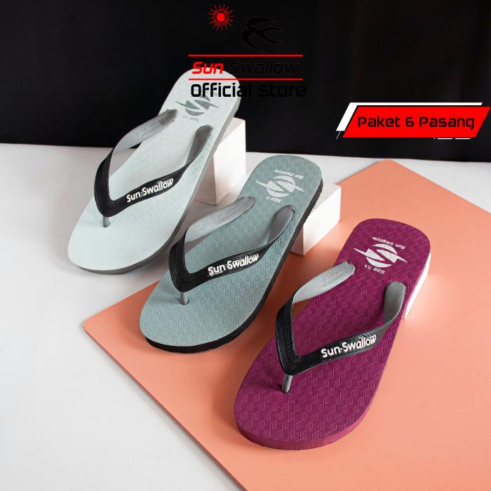 Gambar Paket 6 Pasang Sandal Jepit Karet Pria Sendal Sun Swallow Okinawa Pola Mozaik dari Sun Swallow Sandals Kota Administrasi Jakarta Utara Tokopedia