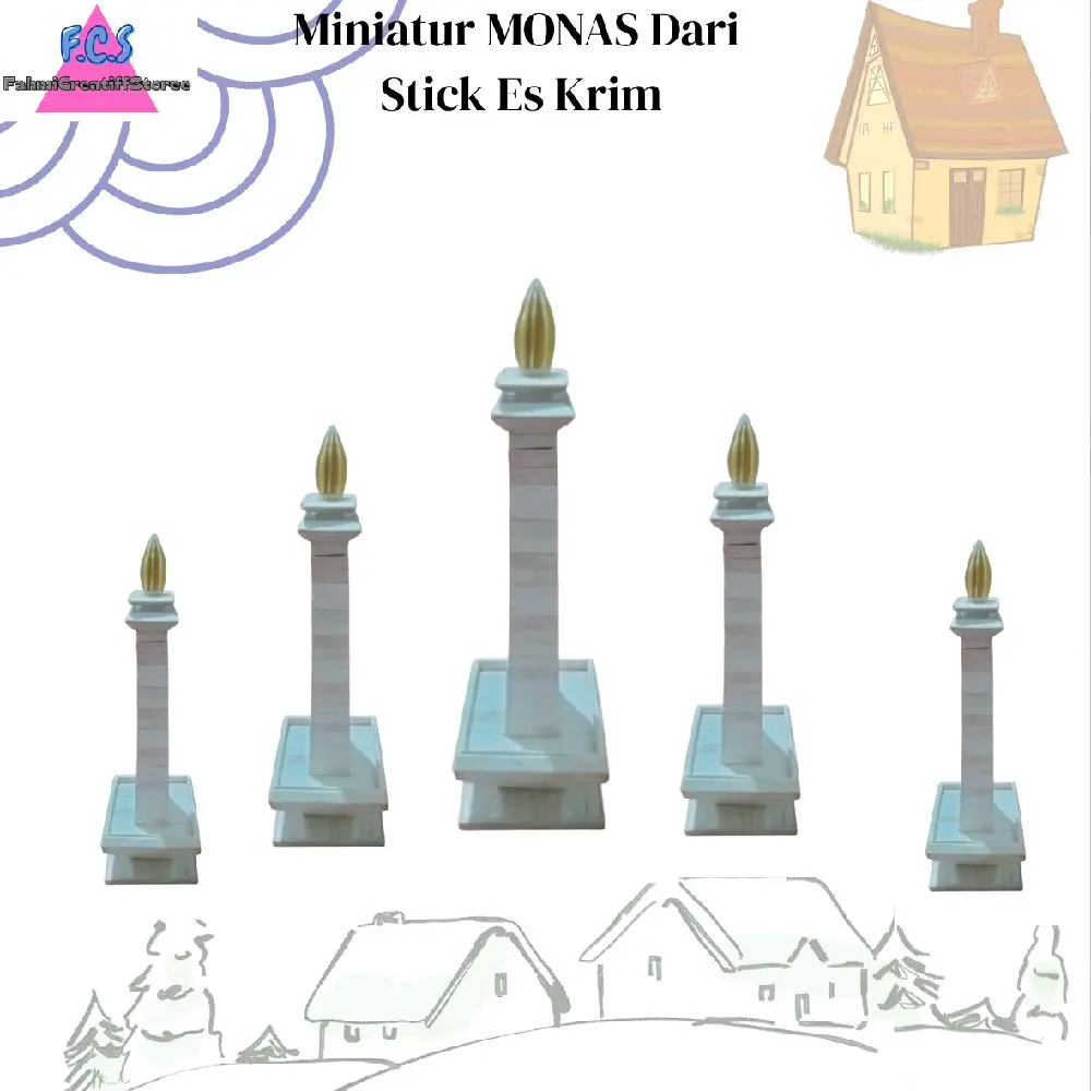 PalmStreetCrafts MINIATUR MONAS DARI STIK ES KRIM KEREN Dengan Desain Unik dan Detail Tinggi untuk Dekorasi Rumah