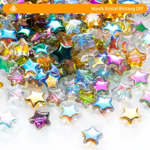 QIAO-Star 10mm AB Rainbow Crystal Star Beads 100 pcs– Elegant, Shatterproof | DIY Bracelet & Jewelry Accessories