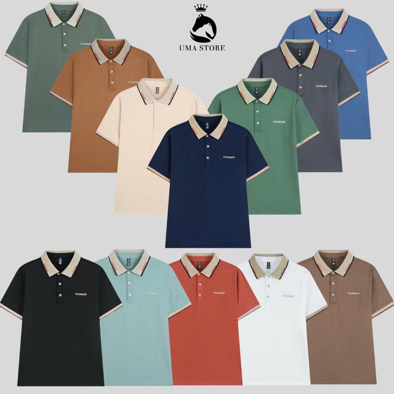 Áo Thun Polo Nam Nữ Có Thêu Chữ POLOUMAOR PHIÊN BẢN MỚI 6 Vải Cá Sấu Sang Trọng Lịch lãm Thoáng Mát - FREESHIP Extra Menswear Ngắn Tay Có Cổ Cộc Tay
