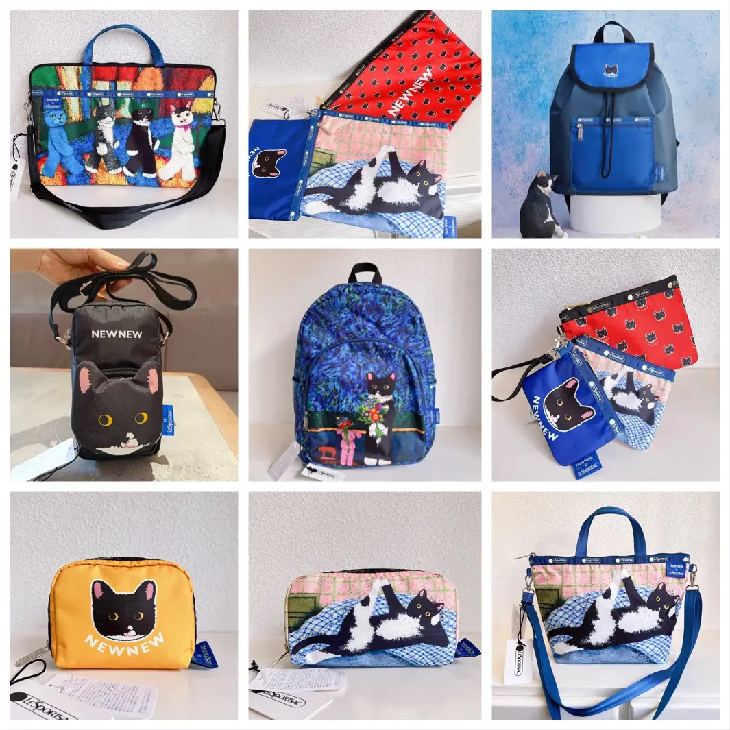 New Women's Cloth Bag Cat Joint-Name Series Cute Cartoon Printed Portable Messenger Bag Tote Bag